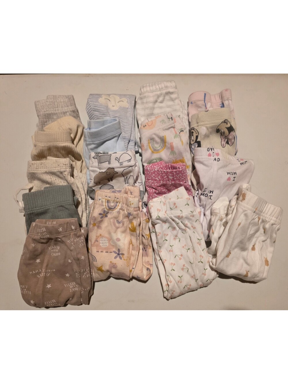 17 piece girl pants bundle 0-3 months old